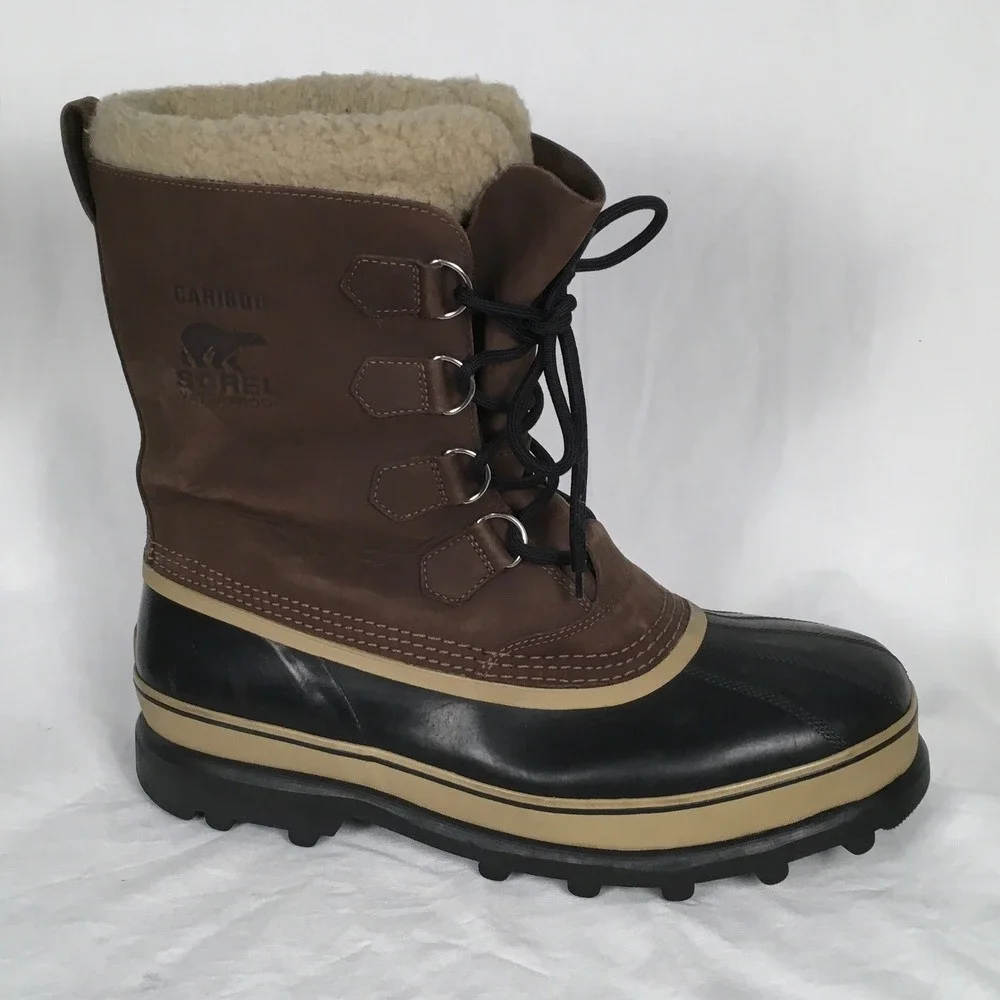 Sorel Caribou Men's‎ Snow Winter Boots Duck Leather Sherpa Lining Size 15